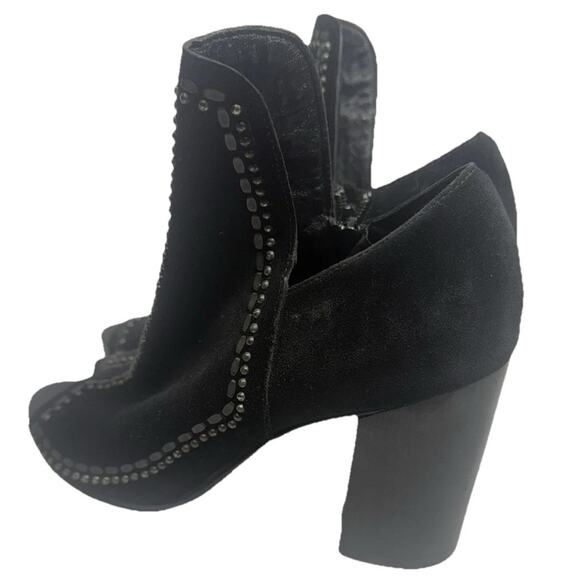 Colleen Cordero Black Suede Booties Studded Peep Toe Heels Women's Size 7.5 EUC - Picture 5 of 11